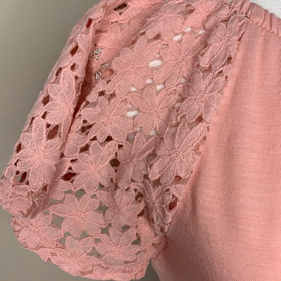 Old Navy Womens Boho Lace Crochet Flutter Sleeve Top Pink Size M. - Picture 2 of 7
